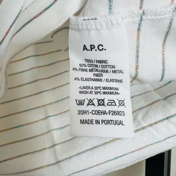 NWOT APC white cotton t-shirt with multicolor stripes - S - Picture 2 of 3